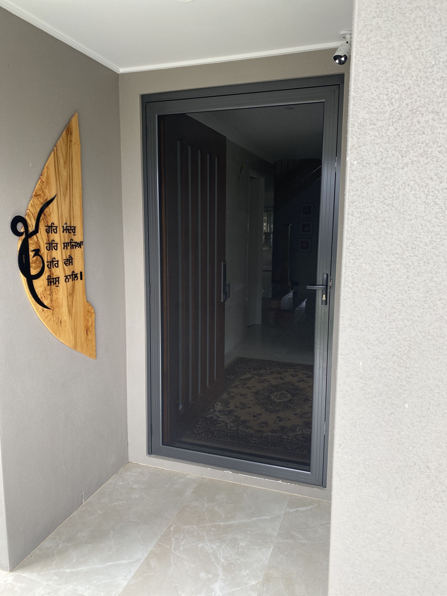 Charcoal frame security screen door